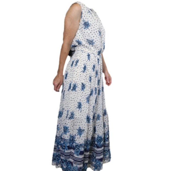 Maison Jules Blue and White Midi Dress - Picture 4 of 16
